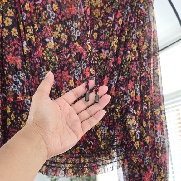 NWOT Free People Twyla Smocked Floral Mesh Top, Size Petite Small - Picture 7 of 14